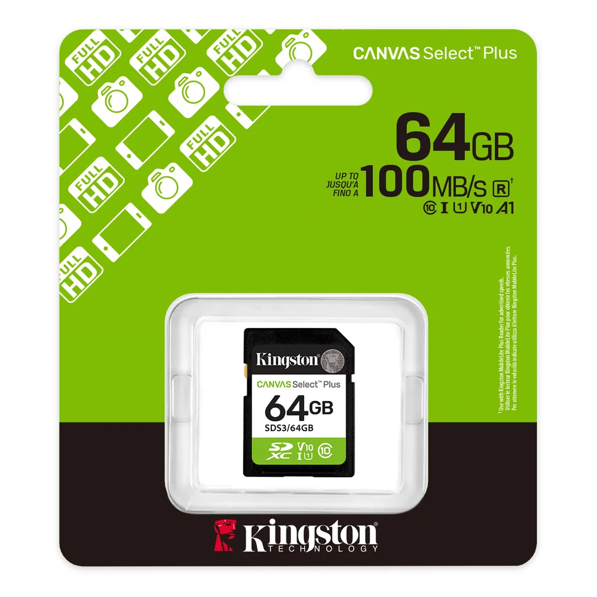 Карта пам`яті SDXC 64GB UHS-I Class 10 Kingston Canvas Select Plus R100MB/s (SDS3/64GB) - мініатюра 3