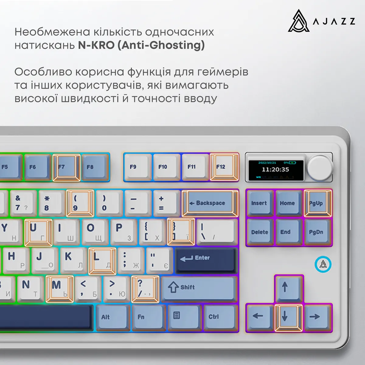 Клавіатура бездротова Ajazz AK870 Plus Murad Switch White (AK870-MU-BWD) - мініатюра 6