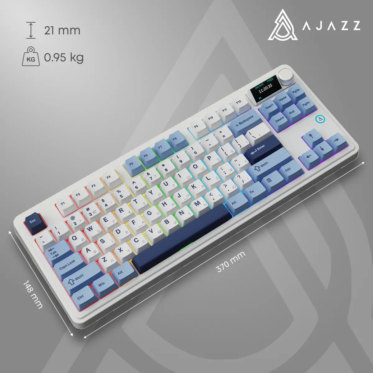 Клавіатура бездротова Ajazz AK870 Plus Murad Switch White (AK870-MU-BWD) - мініатюра 8
