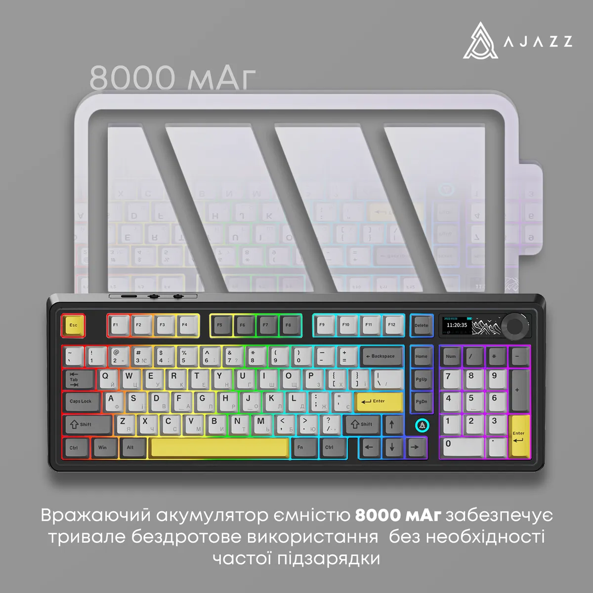 Клавіатура бездротова Ajazz AK980 Clear Sky Switch Black (AK980-CS-BGY) - мініатюра 10