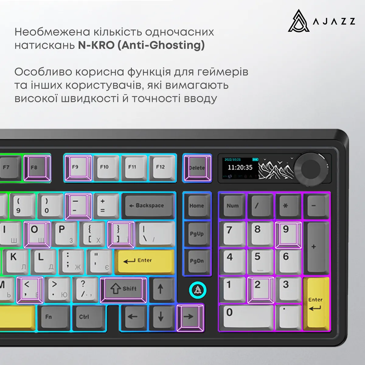 Клавіатура бездротова Ajazz AK980 Clear Sky Switch Black (AK980-CS-BGY) - мініатюра 5
