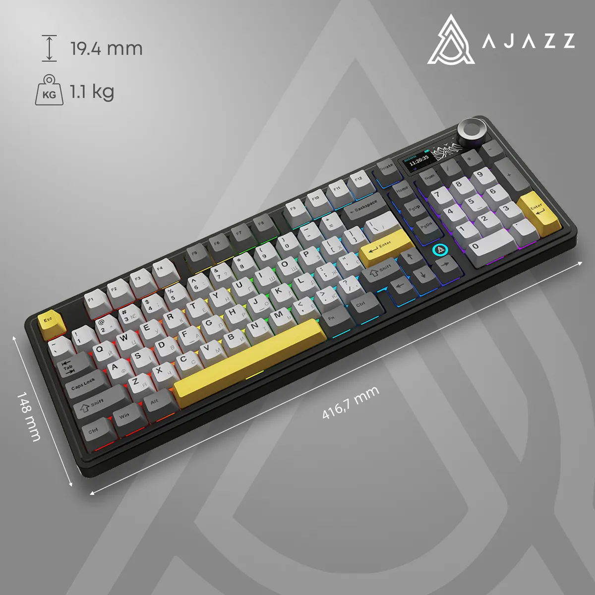 Клавіатура бездротова Ajazz AK980 Clear Sky Switch Black (AK980-CS-BGY) - мініатюра 9