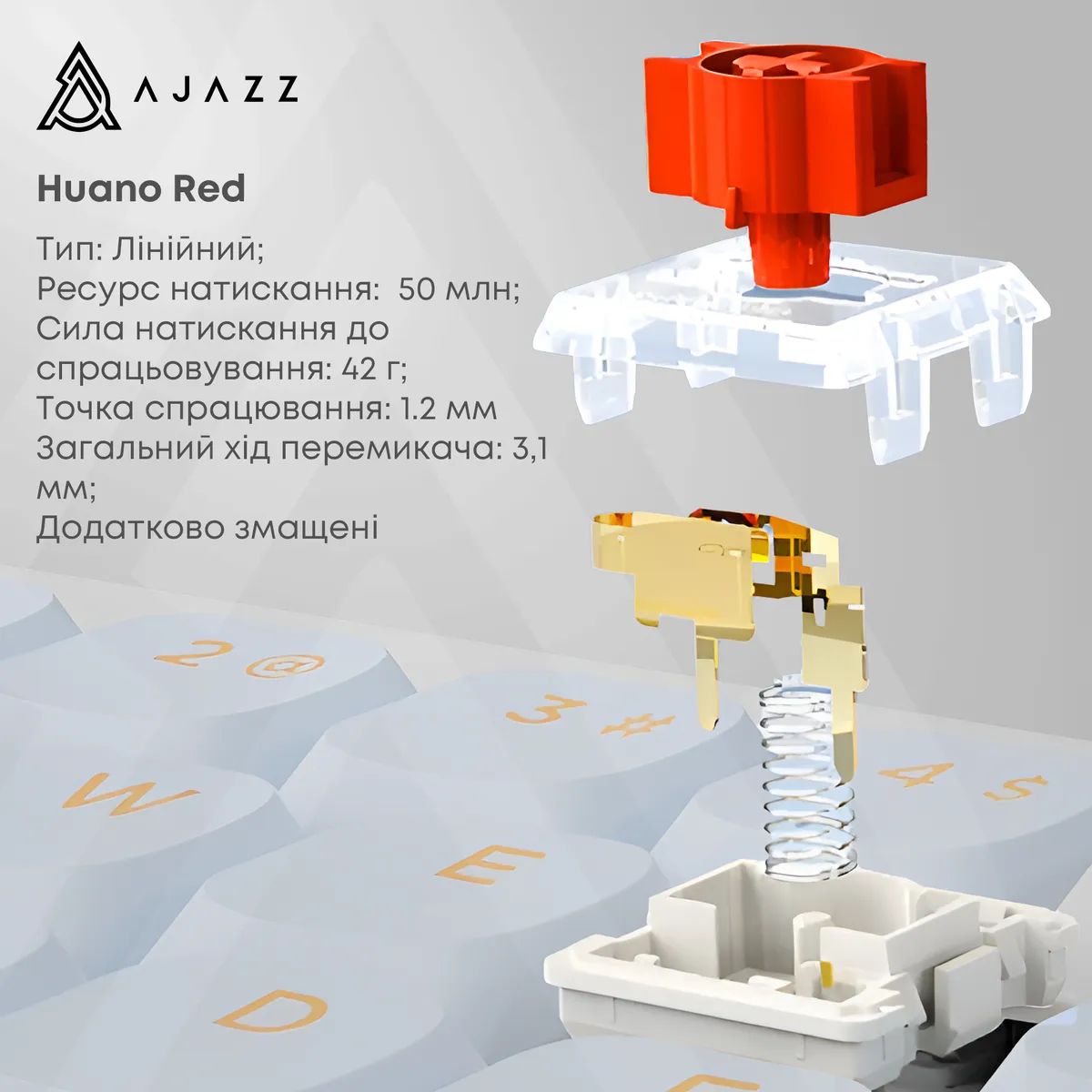 Клавіатура Ajazz AKP815 Huano Red Switch White (AKP815-R-WBO) - мініатюра 9