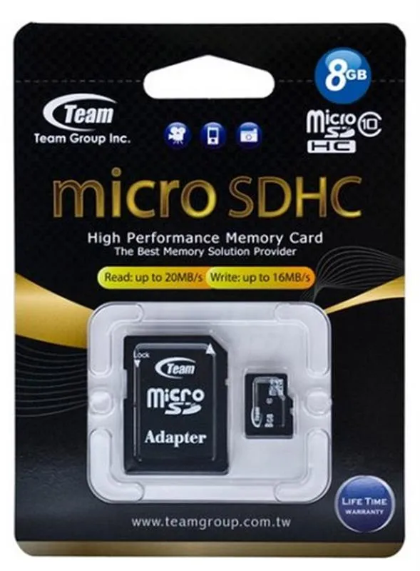 Карта пам`ятi MicroSDHC 8GB Class 10 Team + SD-adapter (TUSDH8GCL1003)- - мініатюра 2