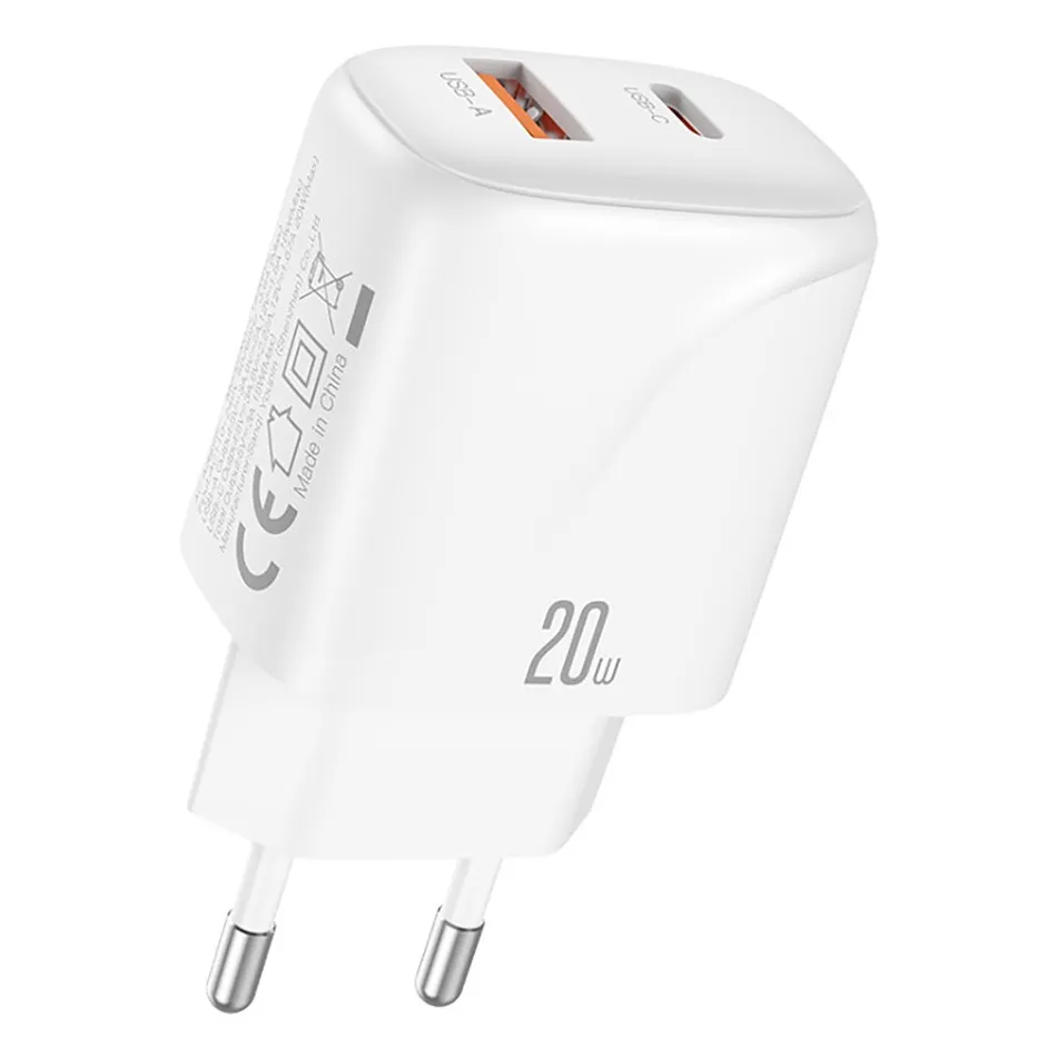 Зарядний пристрій XO L158 (USB, USB-С, 3A) 20W White - зображення 1