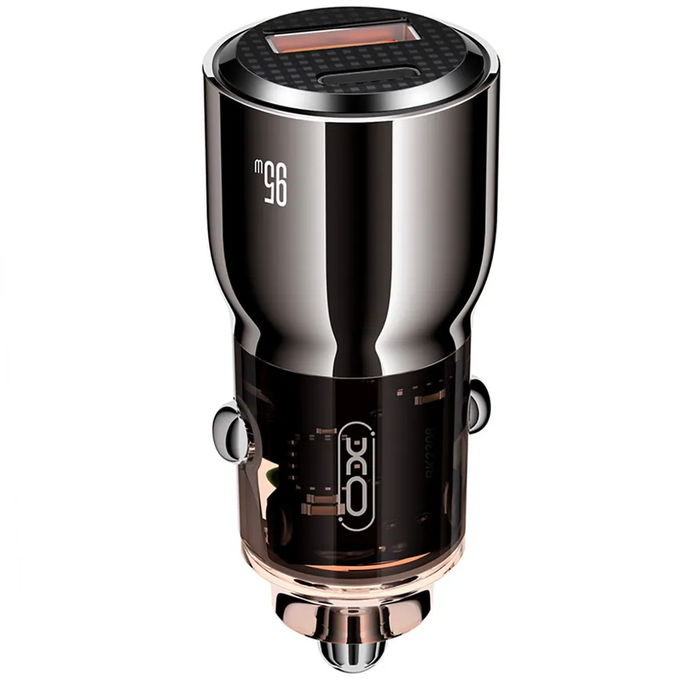 Автомобільний зарядний пристрій XO CC58 (USB, USB-C, 3.25A) 95W Dark Grey - зображення 1