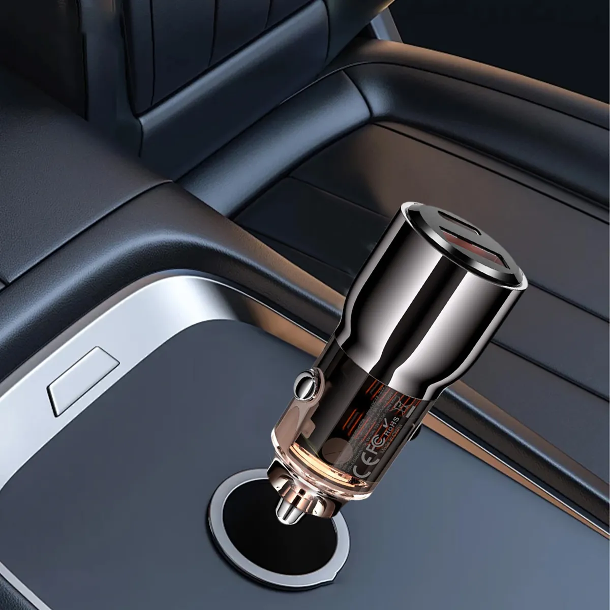 Автомобільний зарядний пристрій XO CC58 (USB, USB-C, 3.25A) 95W Dark Grey - мініатюра 6