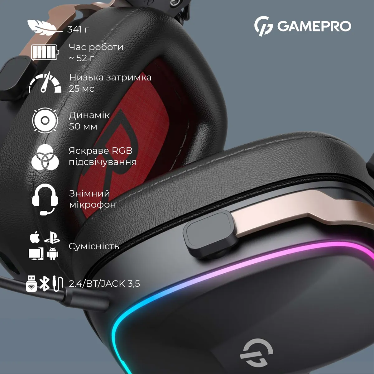 Гарнітура GamePro Asgard Valkyria Black (HSW249B) - мініатюра 14