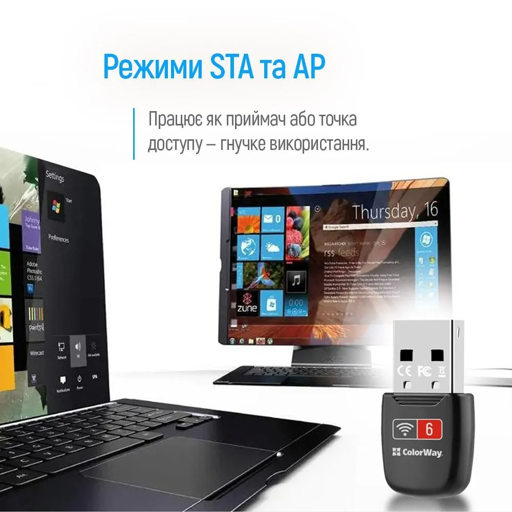 Бездротовий адаптер ColorWay Wi-Fi 6 (CW-AD-W1) - мініатюра 12