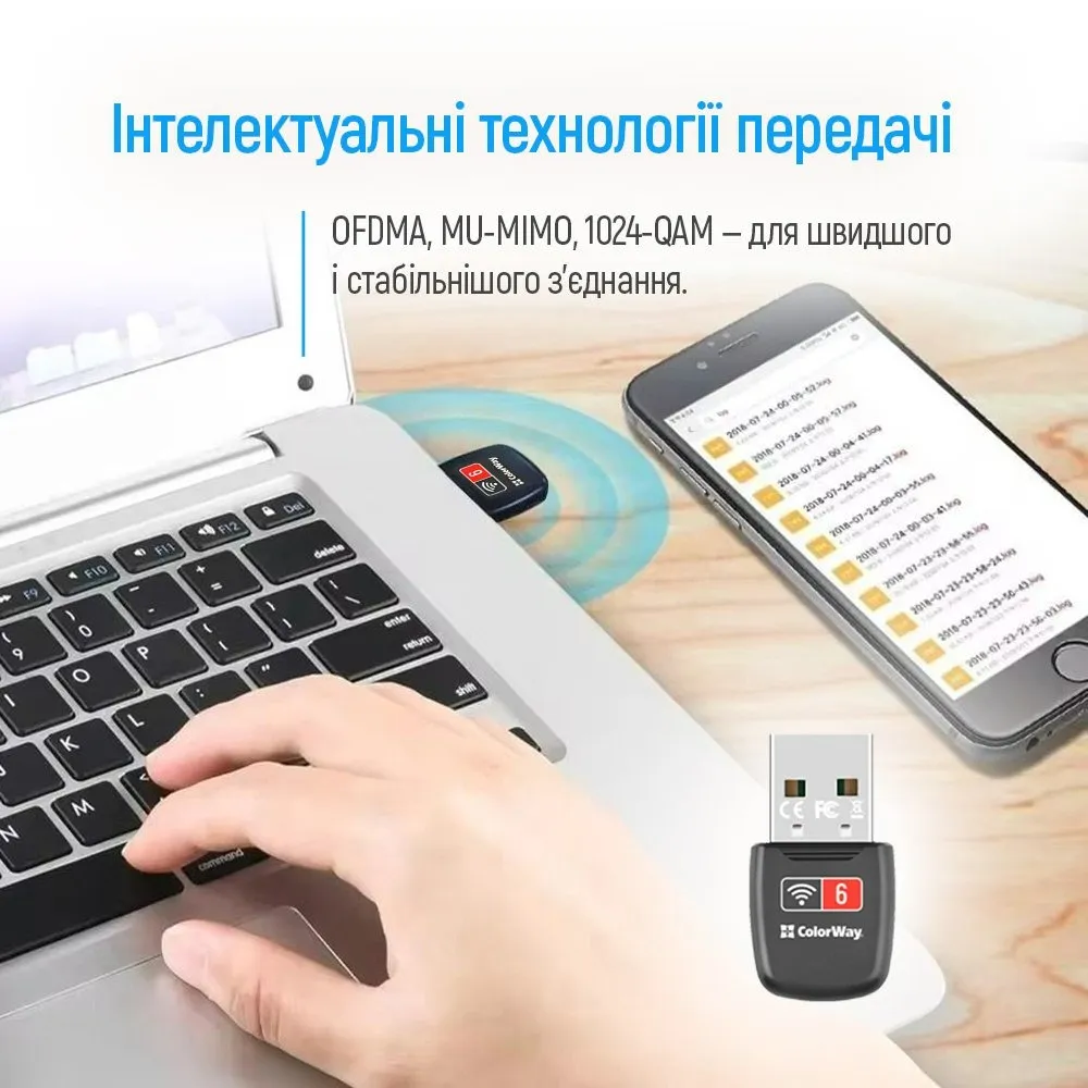 Бездротовий адаптер ColorWay Wi-Fi 6 (CW-AD-W1) - мініатюра 13