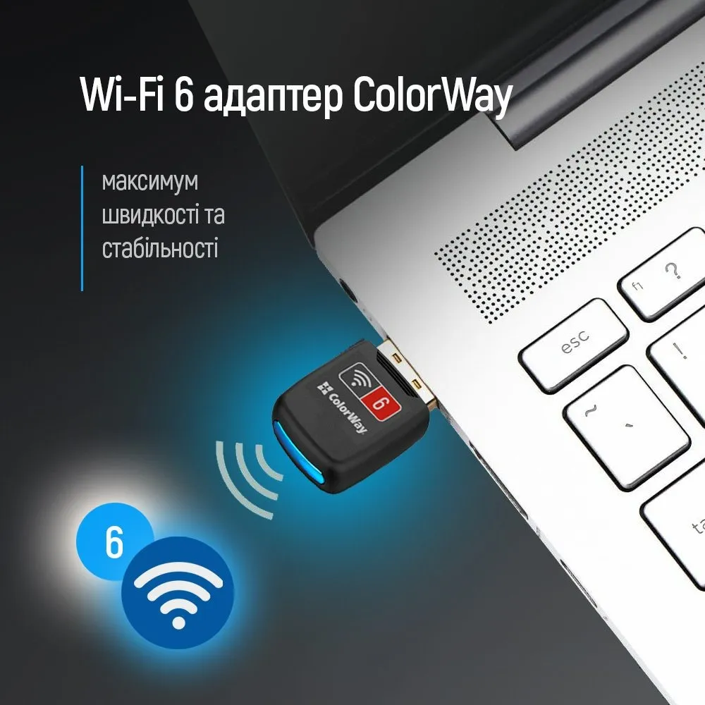 Бездротовий адаптер ColorWay Wi-Fi 6 (CW-AD-W1) - мініатюра 2