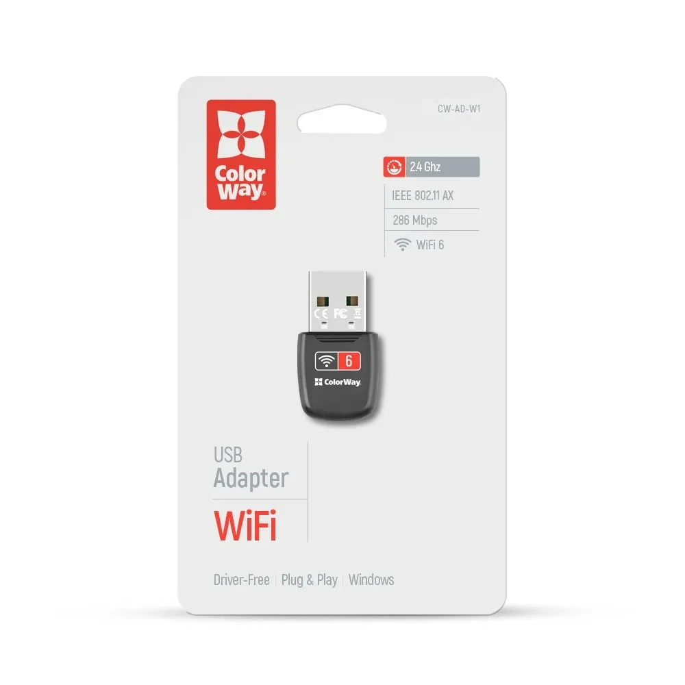 Бездротовий адаптер ColorWay Wi-Fi 6 (CW-AD-W1) - мініатюра 6