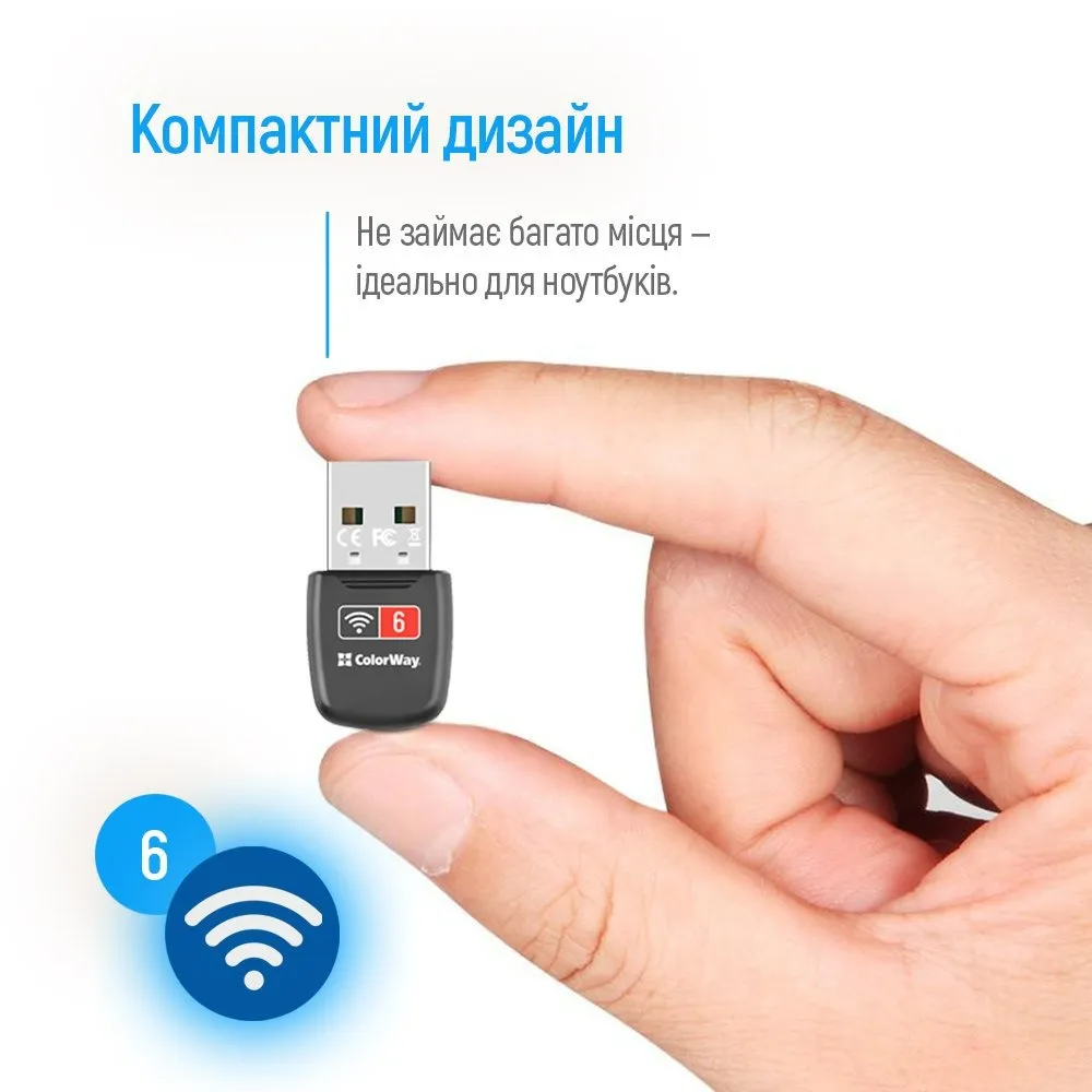 Бездротовий адаптер ColorWay Wi-Fi 6 (CW-AD-W1) - мініатюра 7