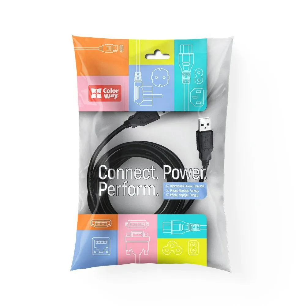 Кабель ColorWay USB - USB V 2.0 (M/M), 1 м, Black (CW-CBUU071-BK) - мініатюра 10