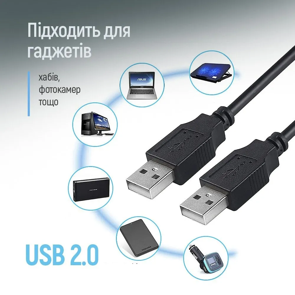 Кабель ColorWay USB - USB V 2.0 (M/M), 1 м, Black (CW-CBUU071-BK) - мініатюра 6