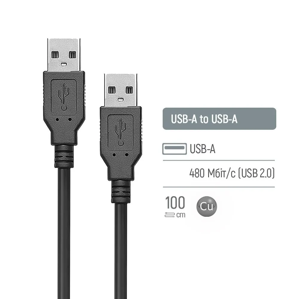Кабель ColorWay USB - USB V 2.0 (M/M), 1 м, Black (CW-CBUU071-BK) - мініатюра 7