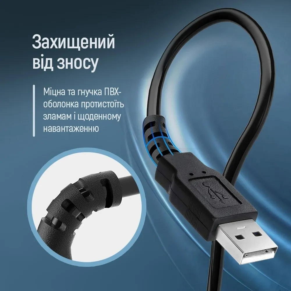 Кабель ColorWay USB - USB V 2.0 (M/F), 1.8 м, Black (CW-CBUF076-BK) - мініатюра 3