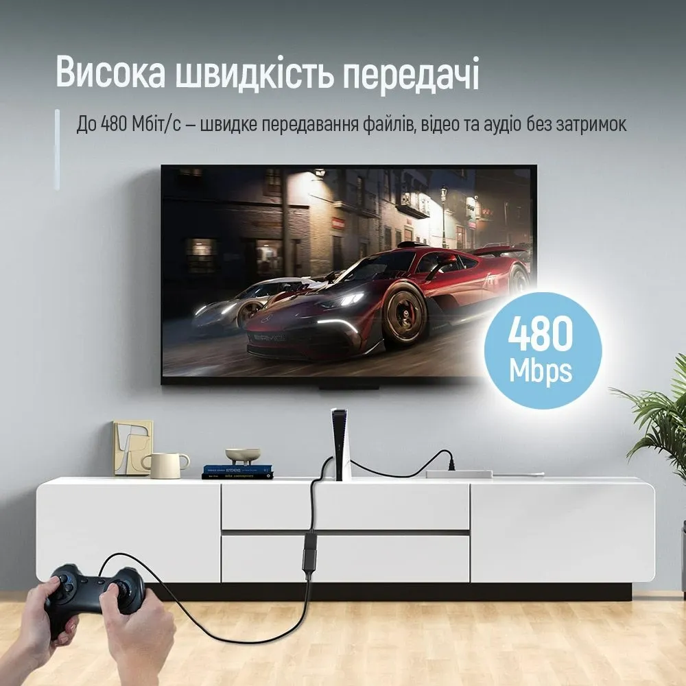 Кабель ColorWay USB - USB V 2.0 (M/F), 1.8 м, Black (CW-CBUF076-BK) - мініатюра 4