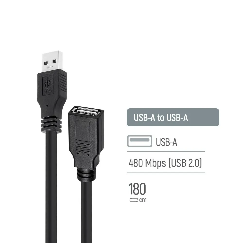 Кабель ColorWay USB - USB V 2.0 (M/F), 1.8 м, Black (CW-CBUF076-BK) - мініатюра 8