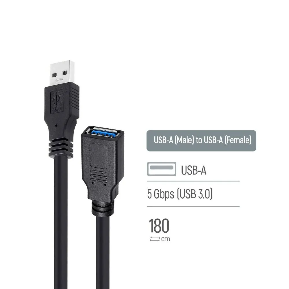 Кабель ColorWay USB - USB V 3.0 (M/F), 1.8 м, Black (CW-CBUF075-BK) - мініатюра 7