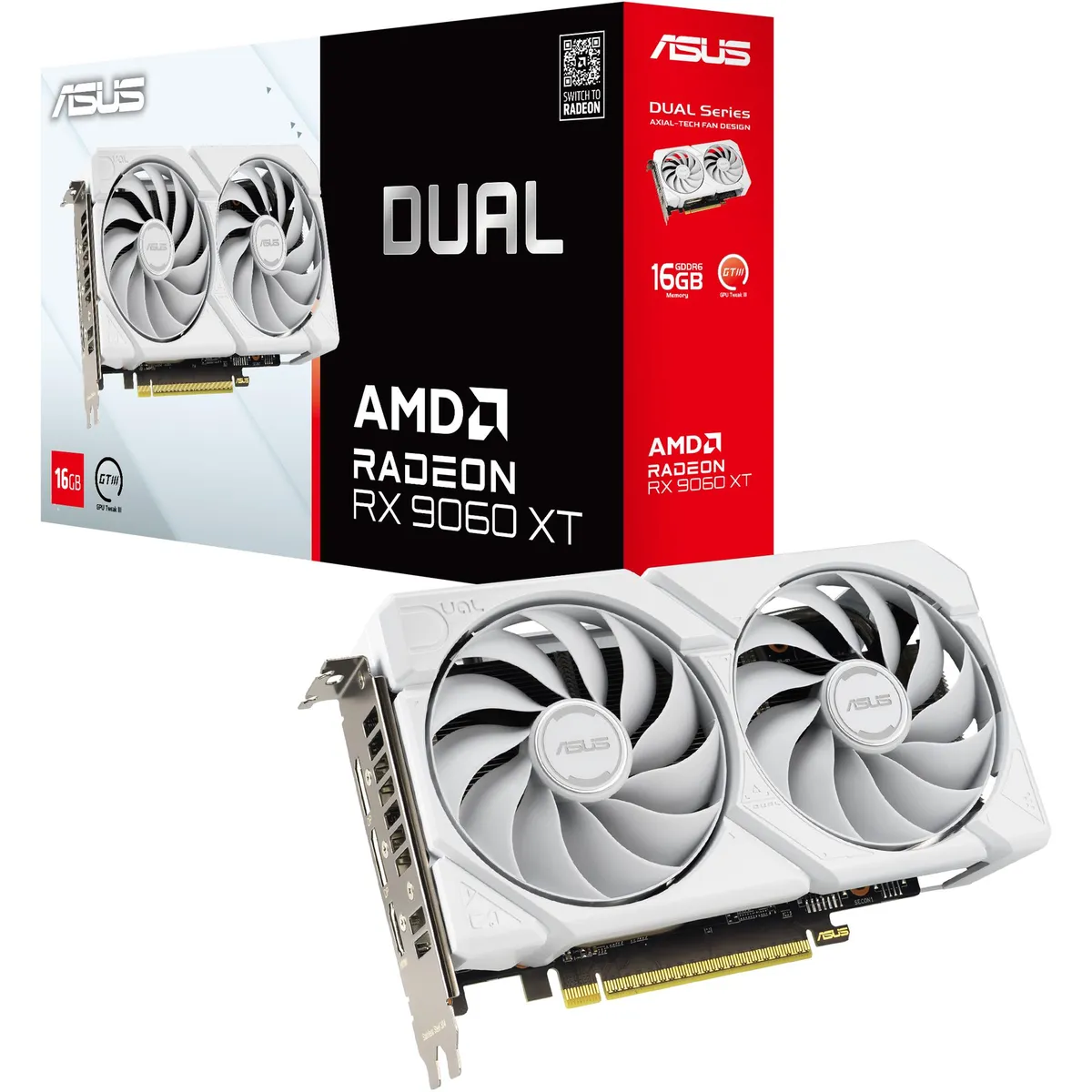 Відеокарта AMD Radeon RX 9060 XT 16GB GDDR6 Dual White Asus (DUAL-RX9060XT-16G-WHITE) - зображення 1