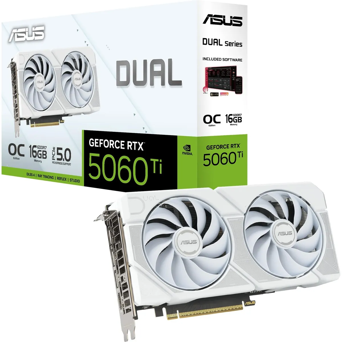 Відеокарта GF RTX 5060 Ti 16GB GDDR7 Dual OC White Asus (DUAL-RTX5060TI-O16G-WHITE) - зображення 1