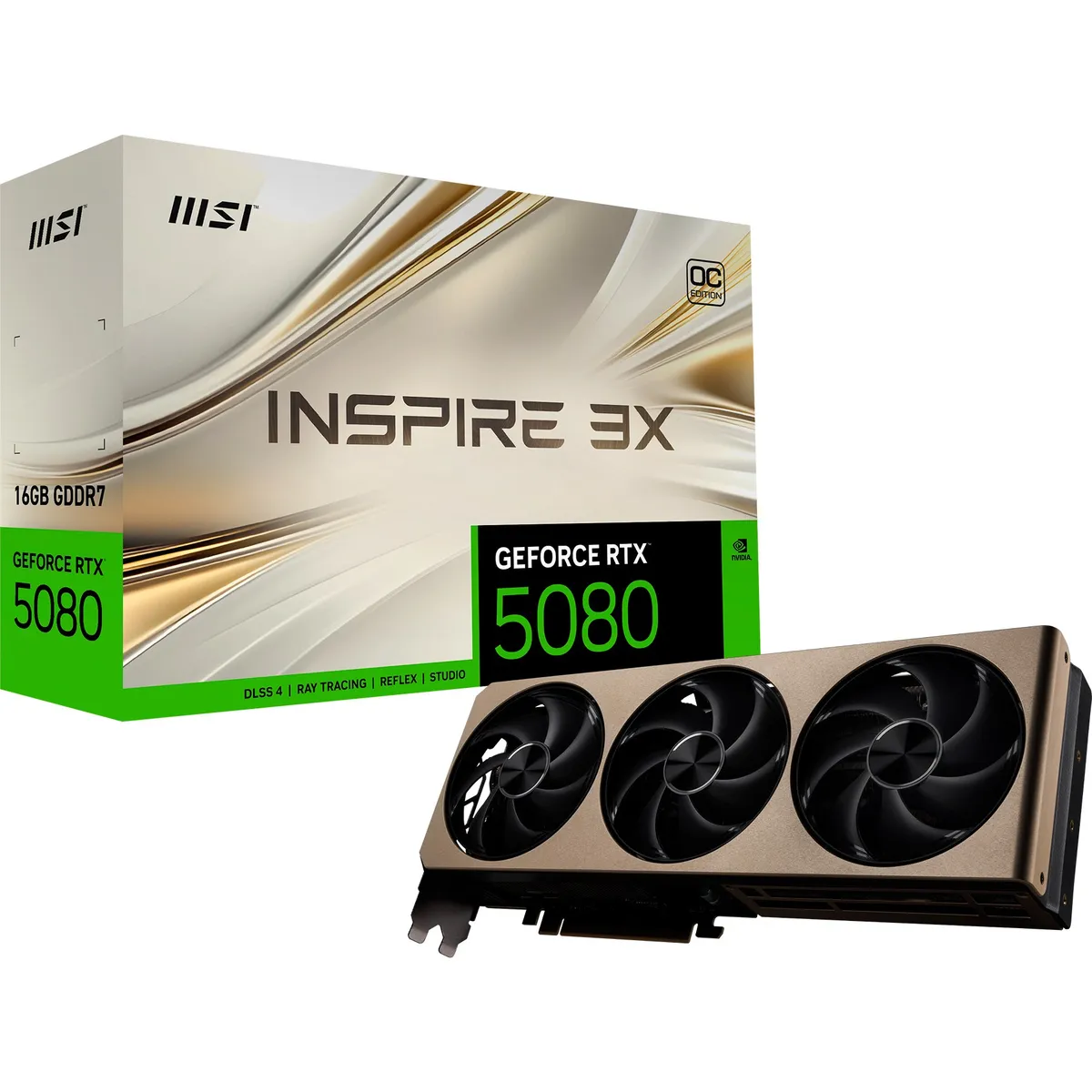 Відеокарта GF RTX 5080 16GB GDDR7 Inspire 3X OC MSI (GeForce RTX 5080 16G INSPIRE 3X OC) - зображення 1