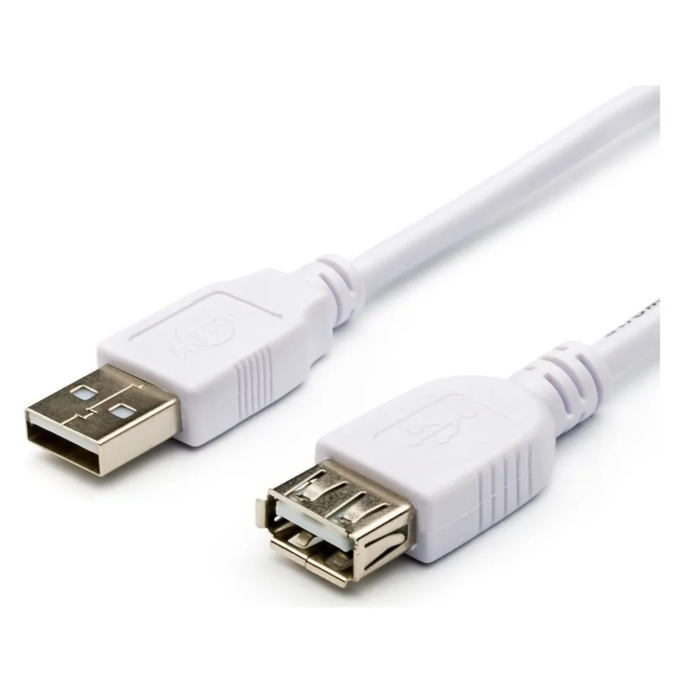 Кабель Atcom USB - USB V 2.0 (M/F), подовжувач, 0.8 м, білий (3788) - зображення 1