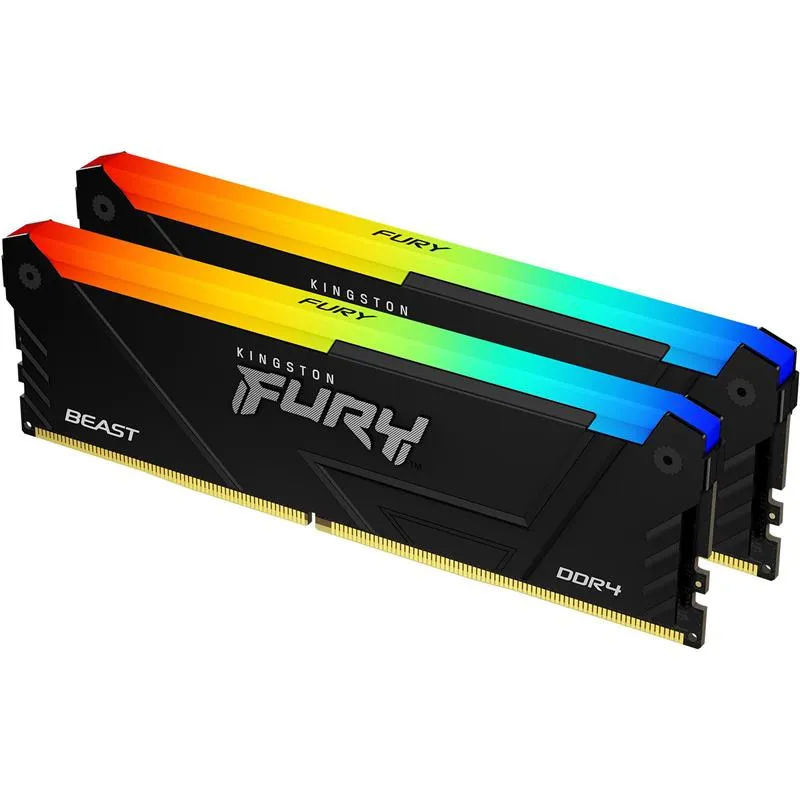 Модуль пам`яті DDR4 2x8GB/3200 Kingston Fury Beast RGB (KF432C16BB2AK2/16WP) - мініатюра 2