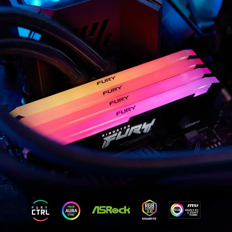 Модуль пам`яті DDR4 2x8GB/3200 Kingston Fury Beast RGB (KF432C16BB2AK2/16WP) - мініатюра 9