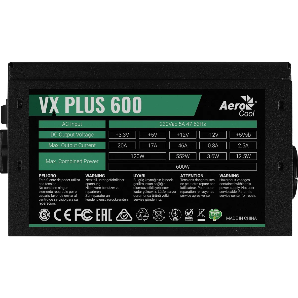 Блок живлення AeroCool VX Plus Stealth 600 (ACPN-VS60NEY.12) 600W - мініатюра 3