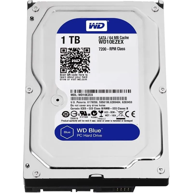 Накопичувач HDD SATA 1.0TB WD Blue 7200rpm 64MB (WD10EZEX) - мініатюра 2