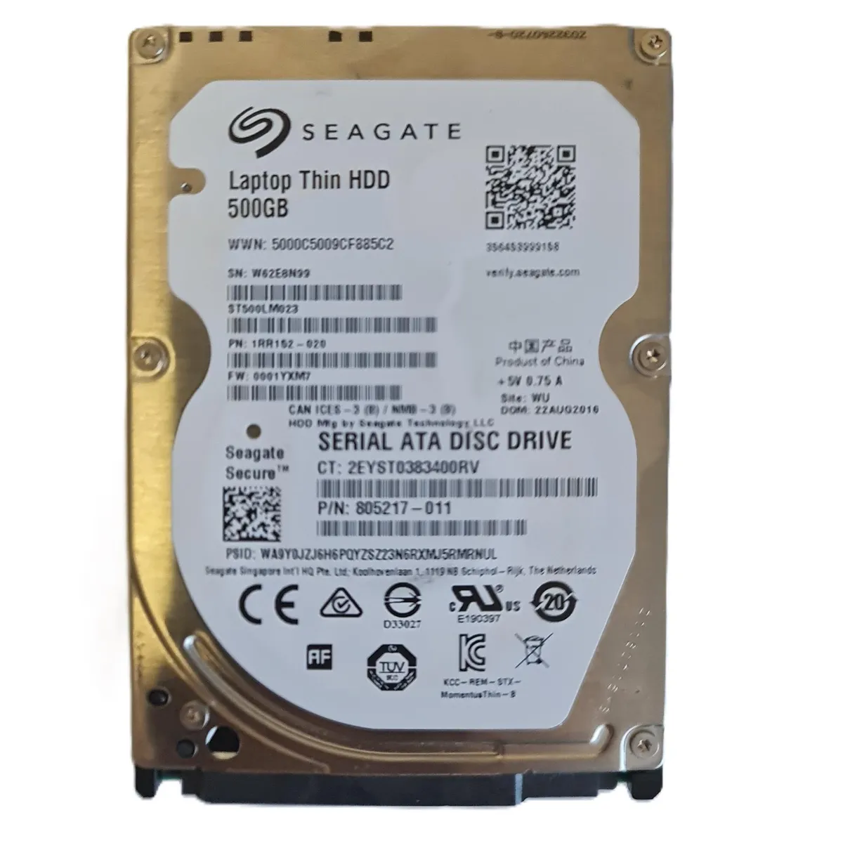 Накопичувач HDD 2.5" SATA  500Gb Seagate Laptop Thin 32MB 7200rpm (ST500LM023)_Refurbished - зображення 1