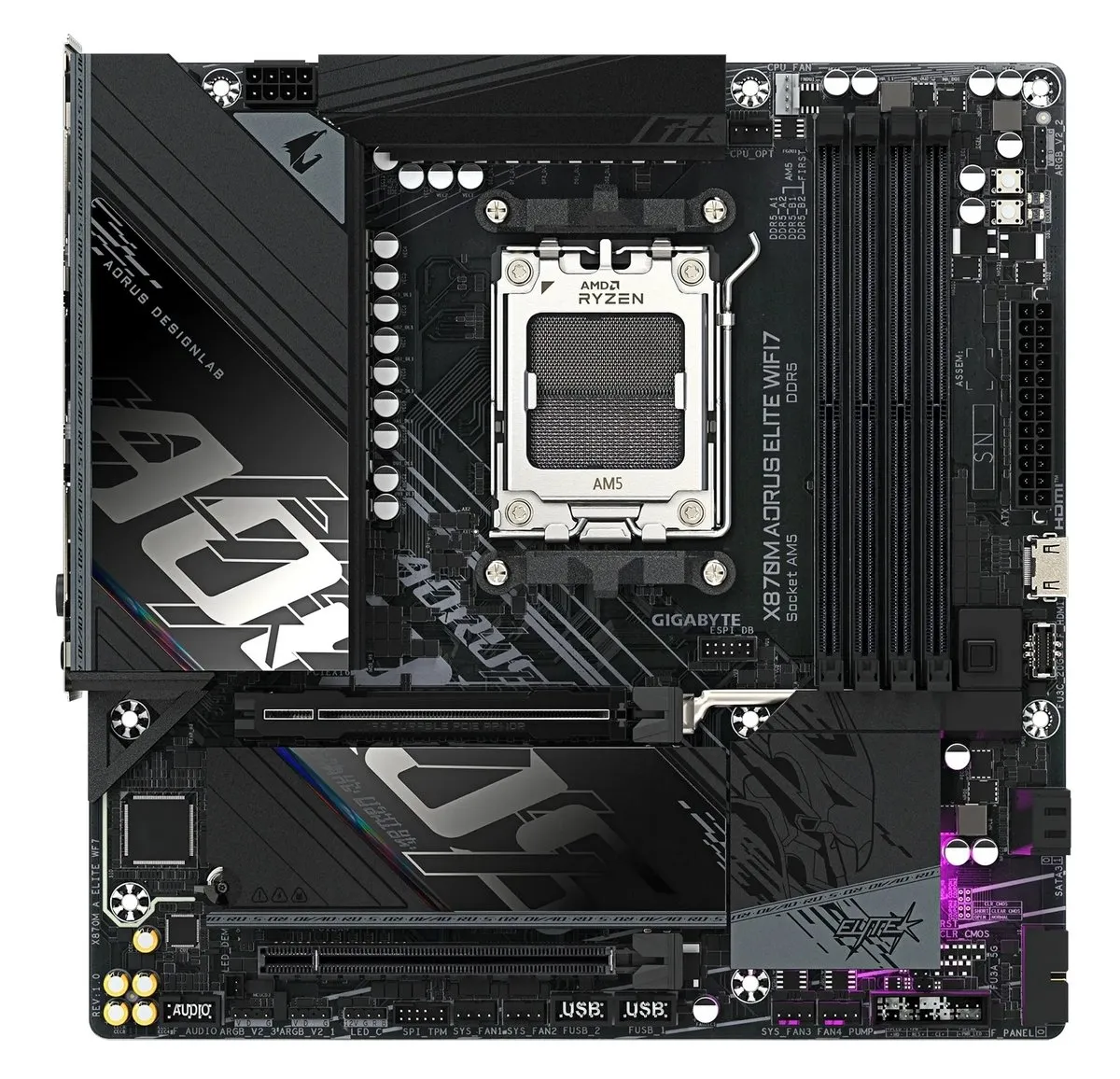 Материнська плата Gigabyte X870M Aorus Elite WiFi7 Socket AM5 - мініатюра 2