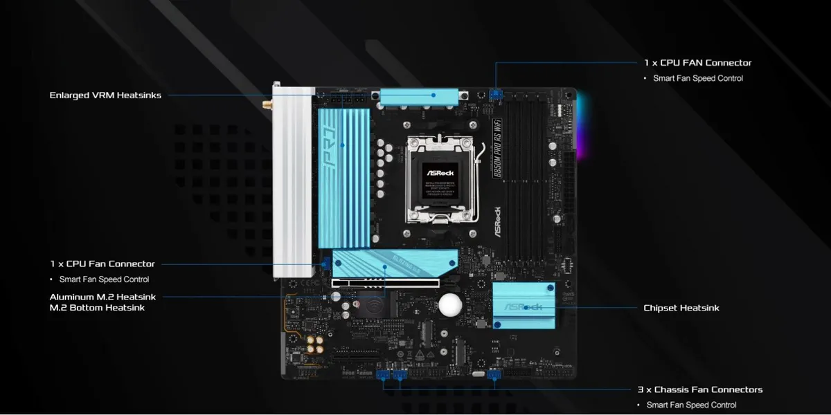 Материнська плата ASRock B850M Pro RS WiFi Socket AM5 - мініатюра 7